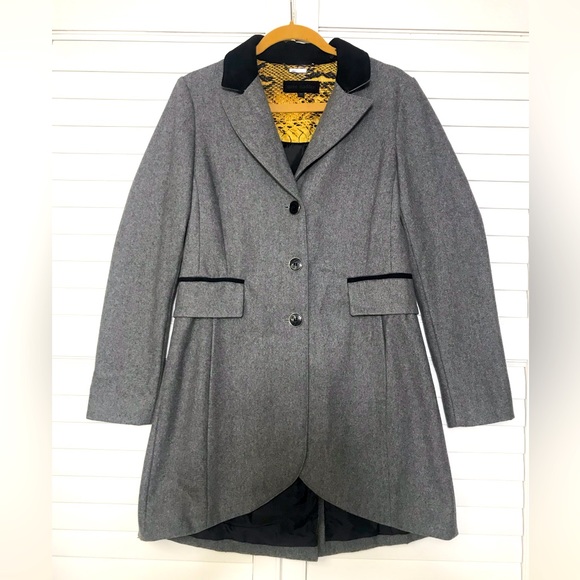 Steve Madden Jackets & Blazers - Steve Madden Medium Gray Wool Blend Coat Faux Suede Collar Elbow Patches